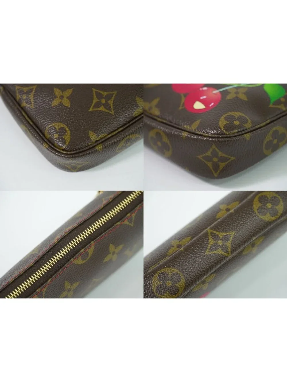 Louis Vuitton LV Monogram Cherry Takashi Murakami Bucket PM Included Pouch